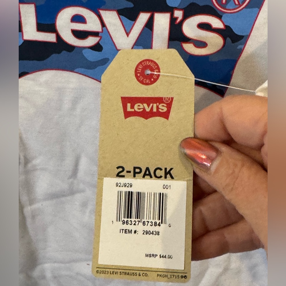 Levi's White and Blue Youth Long Sleeve Tee sz 5/6 NWT - Picture 4 of 4